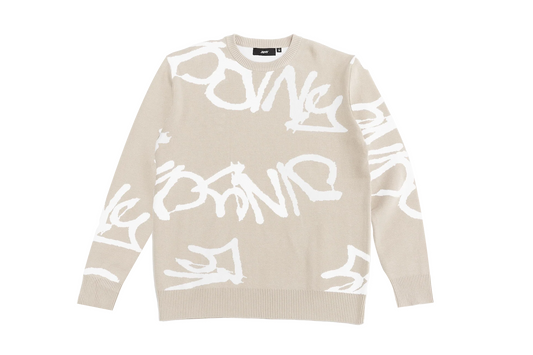 GRAFFITI PATTERN CREAM SWEATER