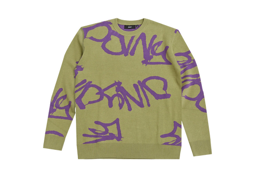 GRAFFITI PATTERN GREEN SWEATER